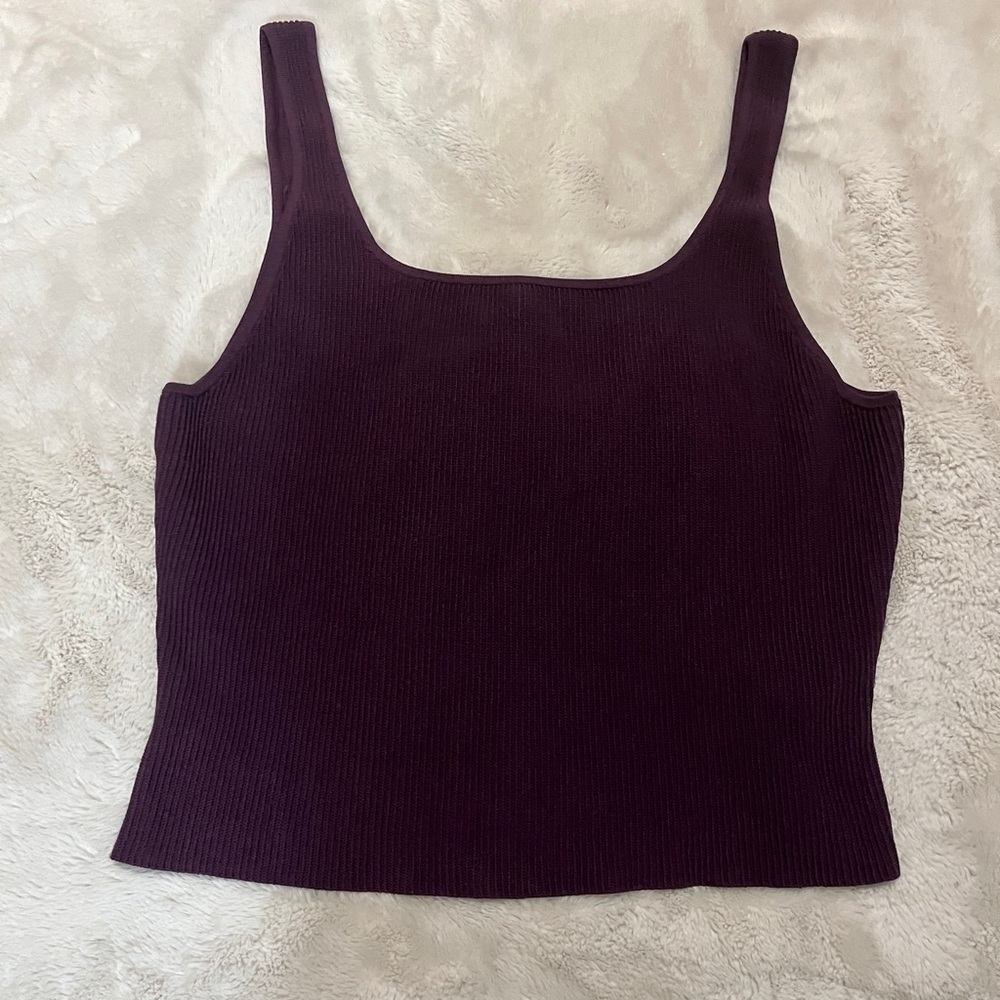 Babaton Plum Sculpt Knit Cropped Tank Top